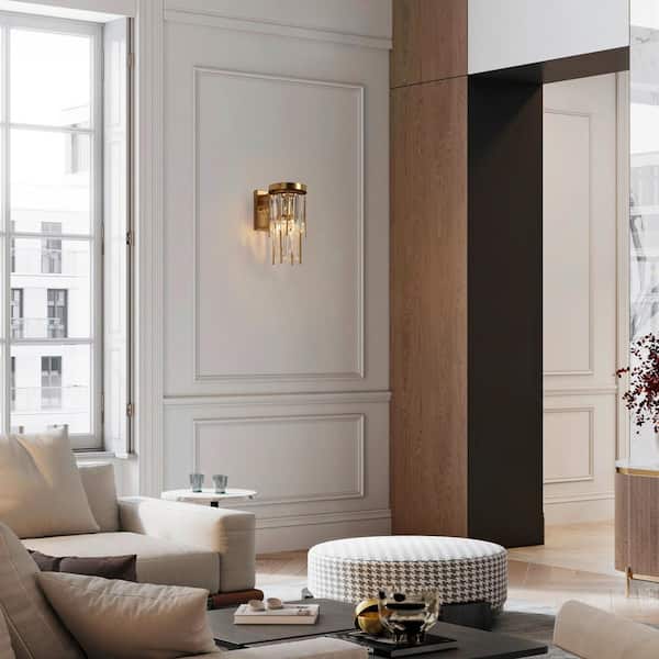 Athean 1-Light Plating Brass Wall Sconce with Crystal Accent