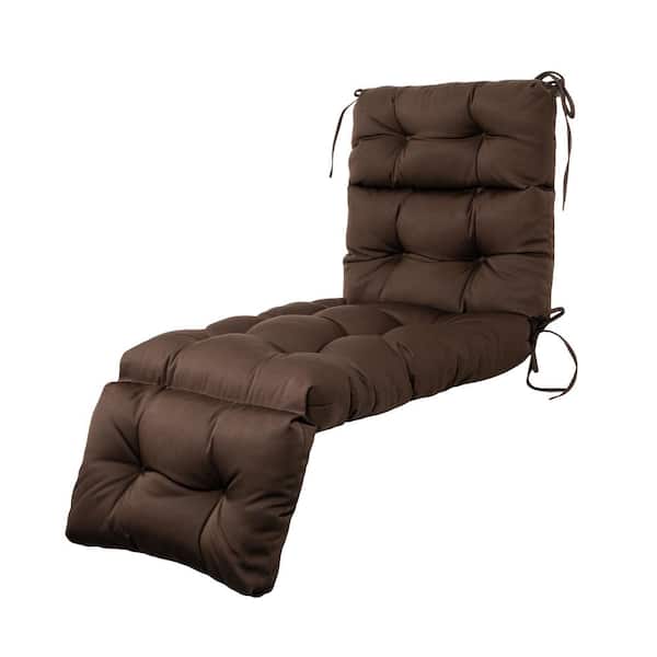 BLISSWALK Outdoor Chaise Lounge Cushions 71x24x4" Wicker Tufted Cushion for Patio Furniture in Brown
