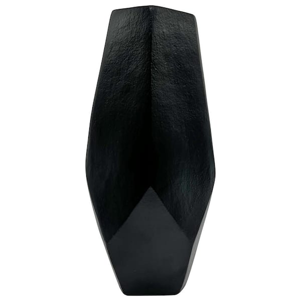 15.5 in. x 8 in. Aluminum Metal Diamond Black Flower Vase