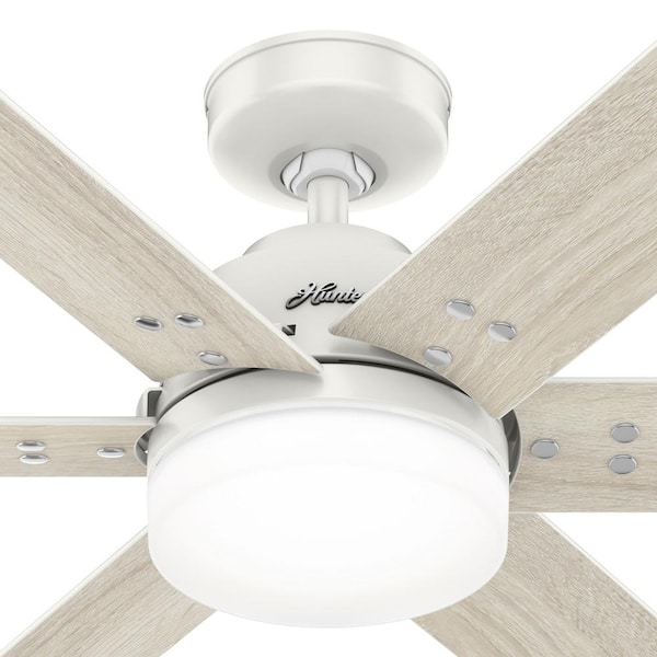 Hunter 44" Fresh White Ceiling Fan With LED Light - Renewed Modern Fan For Bedrooms & Living Rooms