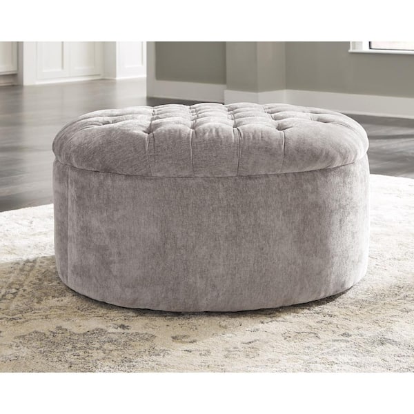 Signature DESIGN BY ASHLEY Carnaby Gray Polyester Round Accent Oversized Ottoman