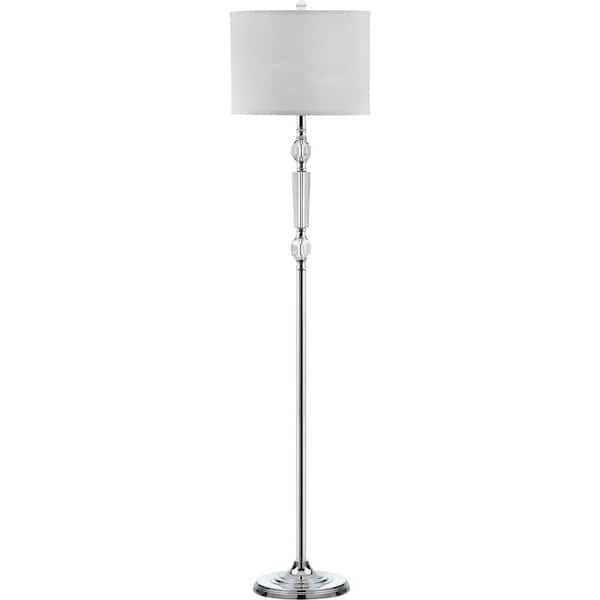 SAFAVIEH Fairmont 60.25 in. Clear Crystal Floor Lamp with Off-White Shade