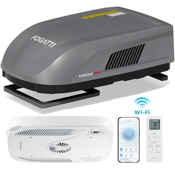 RV Rooftop Air Conditioner 16K BTU, with Heat Pump and Cooling, WiFi and Remote Control, Quiet RV AC, Grey