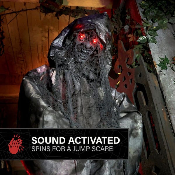 Haunted Hill Farm 5.4 ft. LED Standing Jump Scare Witch Halloween
