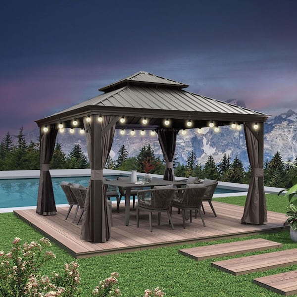 PURPLE LEAF 12 ft.x 12 ft.Gray Luxury Aluminum Frame Hardtop