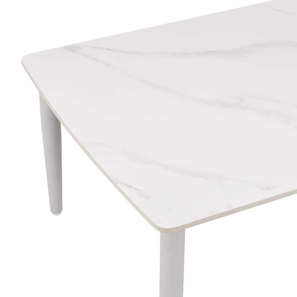 Rhodes 24" x 47.5" Light Gray Aluminum Outdoor Coffee Table