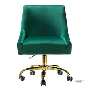 Modern Mid-Back Green Tufted Velvet Fabric Computer Desk Chair Swivel Adjustable Task Chair with Soft Seat