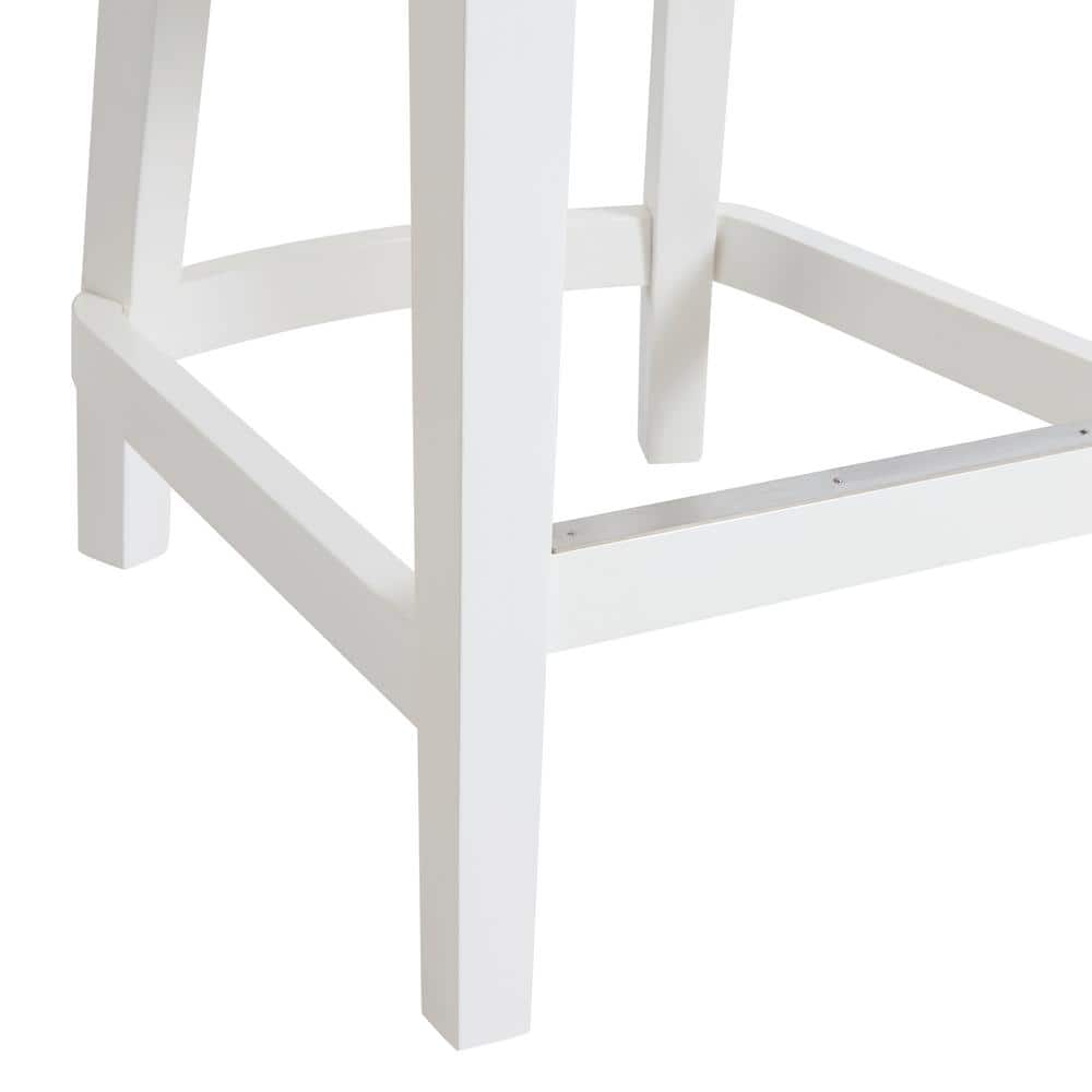 Classic White Leather Swivel Counter Height Stool Set