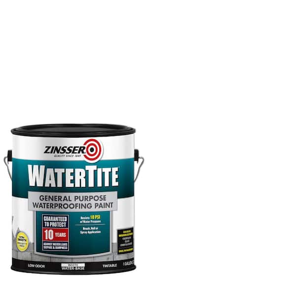 Zinsser 1 Gal. Water Tite General Purpose Mold Mildew Proof White Water Base Waterproofing Interior/Exterior Paint (Case of 2)