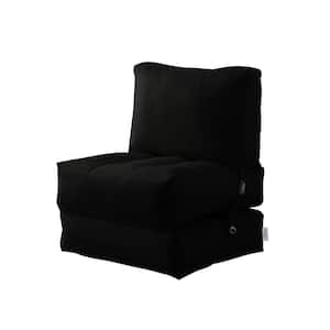 Cloudy Black Bean Bag Lounger Chair Convertible Nylon Foam Sleeper