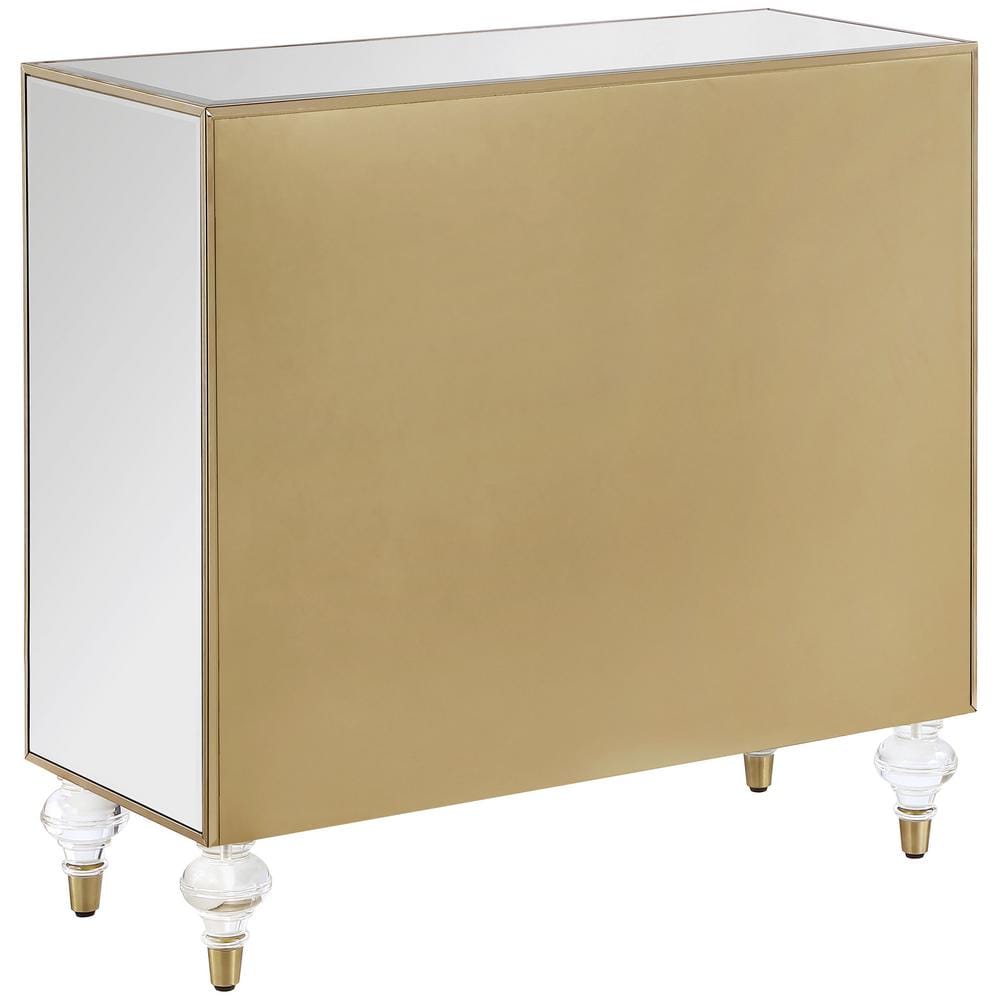 Astilbe 36" Gold and Silver Mirrored Accent Cabinet