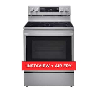 6.3 cu. ft. Smart True Convection InstaView Electric Range Single Oven with Air Fry in Printproof Stainless Steel