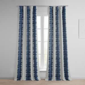 Flambe Blue Striped Room Darkening Curtain - 50 in. W x 84 in. L Rod Pocket with Back Tab Single Curtain Panel