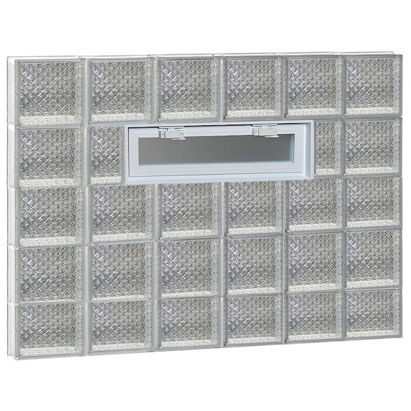 Clearly Secure 46.5 in. x 36.75 in. x 3.125 in. Frameless Diamond Pattern Vented Glass Block Window