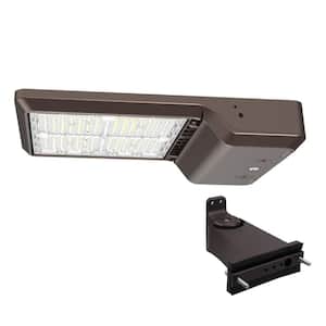 400-Watt Equivalent Integrated LED Bronze Area Light with Straight Arm Kit TYPE 5 Adjustable Lumens and CCT