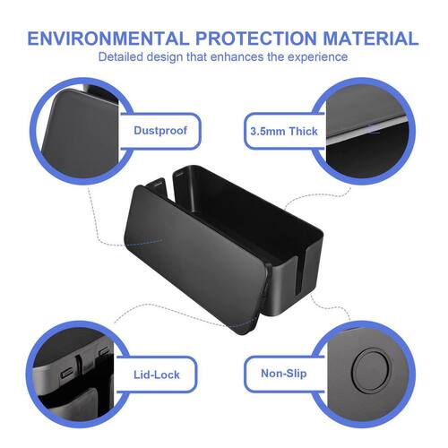 Cable Organizer Box Set of 3 Different Sizes with Power Cover Cord Holder and Surge Protector Black Cable Management