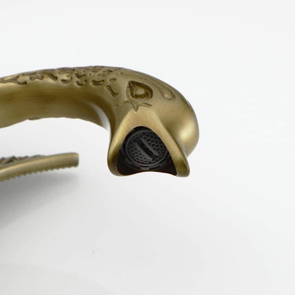 Antique Brass Swan Single Handle Bathroom Faucet with Pop-Up Drain