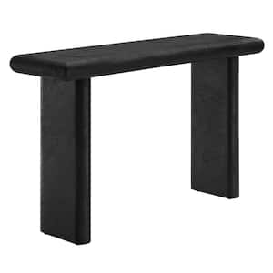 Relic 15 in. in Black Rectangle Solid Mango Wood Concrete Textured Console Table