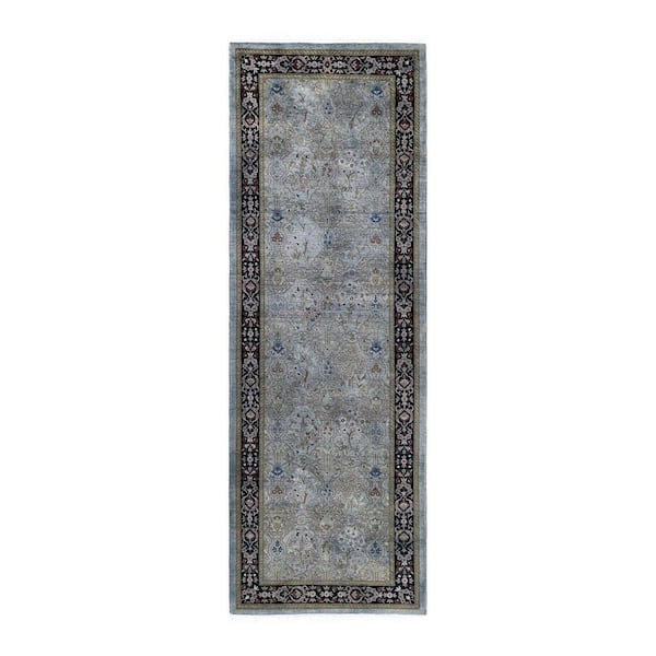 Overdyed Gray 3 ft. x 8 ft. Solid Wool Indoor Runner Rug