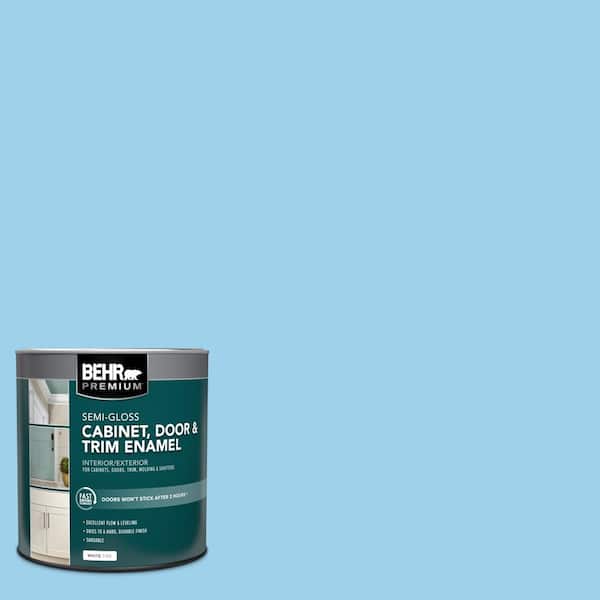 BEHR PREMIUM 1 qt. #P500-3 Spa Blue Semi-Gloss Enamel Interior/Exterior Cabinet, Door & Trim Paint