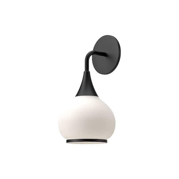 KUZCO HAZEL 6 in. 1 LIGHT MATTE BLACK/OPAL GLASS Vanity Light