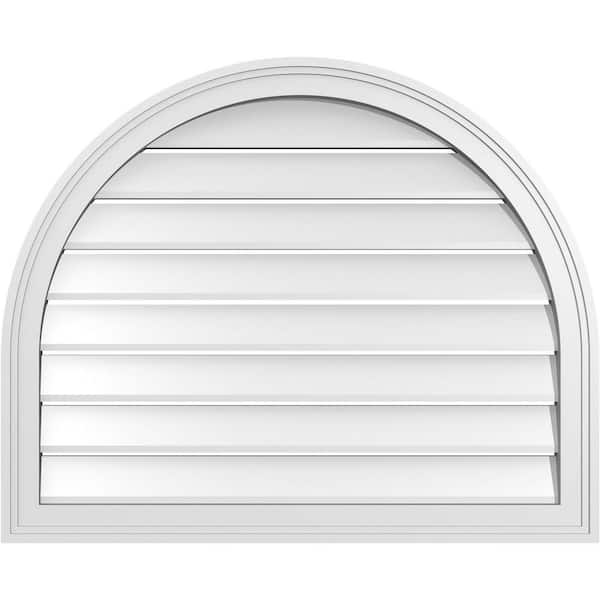 Ekena Millwork 32 in. x 26 in. Round Top White PVC Paintable Gable Louver Vent Functional