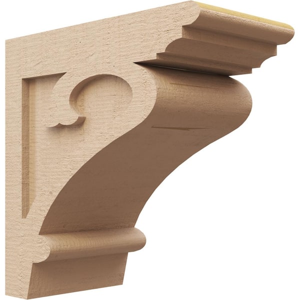 Ekena Millwork Classic Series 1 7 in. x 14 in. x 14 in. Mayflower Rough Cedar Woodgrain Timberthane Polyurethane Corbel in Primed Tan