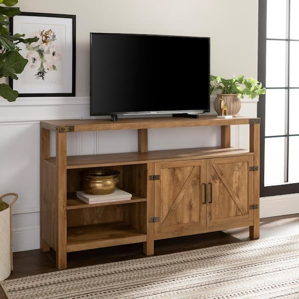 New 58 Inch Wide Barnwood Finish Television Stand 