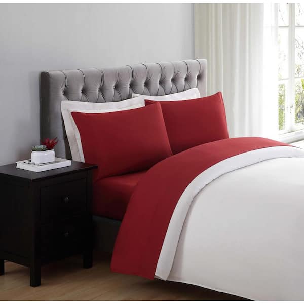 Truly Soft Red 4-Piece Solid 180 Thread Count Microfiber Full Sheet set
