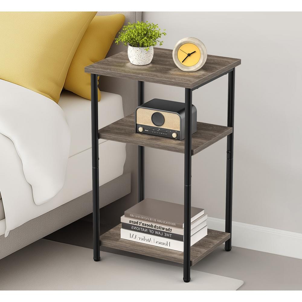 3-Tier End Table Side Table with Adjustable Feet, Small Nightstand Space-Saving in Gray price history on PriceWatchPro