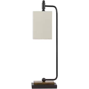 Sybil 25.25 in. Brown Indoor Table Lamp with Beige Rectangle Shaped Shade