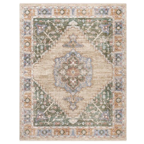 Gertmenian & Sons Apollo Salus Green 9 ft. x 13 ft. Medallion Indoor Area Rug
