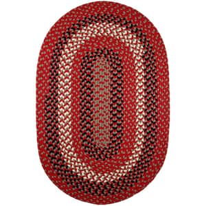 Milan Red Brick 2 ft. x 3 ft. Oval Indoor/Outdoor Braided Area Rug