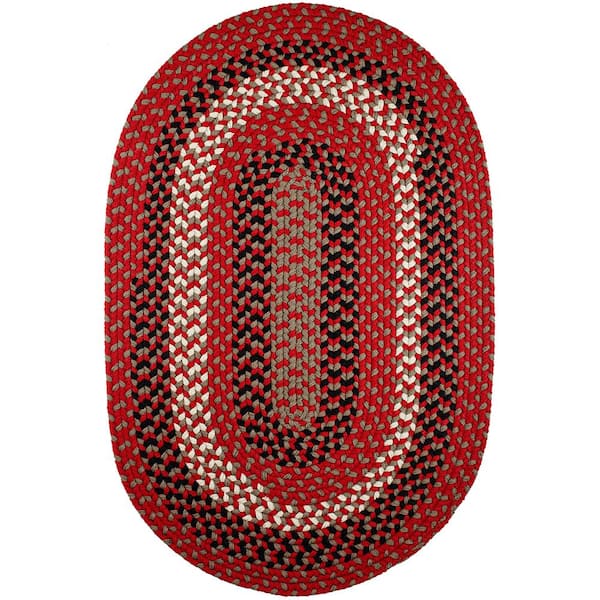 Rhody Rug Milan Red Brick 3 Ft. X 5 Ft. Oval Indoor/Outdoor Braided ...