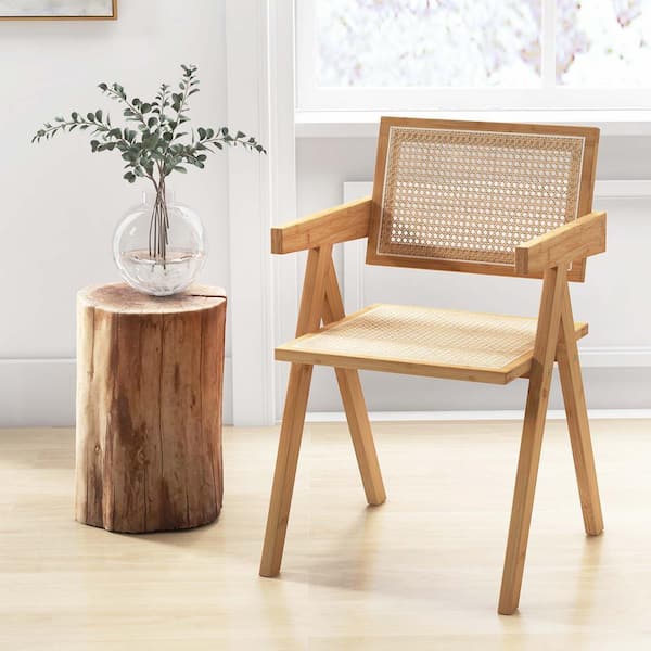 Costway Natural Rattan Accent Chairs Mid-Century Dining Costway Natural Rattan Accent Chairs Mid-Century Dining