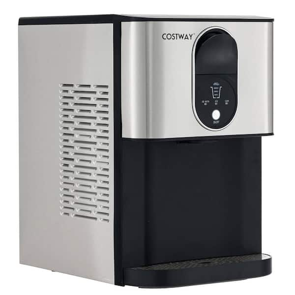 11 in. 56 lbs./24 H Nugget Ice Countertop Portable Ice Maker in Silver with Self-Cleaning System