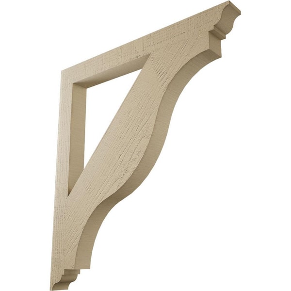 Ekena Millwork 3.5 in. x 40 in. x 36 in. Funston Traditional Rough Cedar Woodgrain Timberthane Polyurethane Bracket, Primed Tan