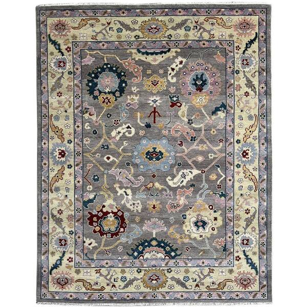 Luxury Modern Hand-Knotted Beige/Rust 6x8 Rug - AptDeco