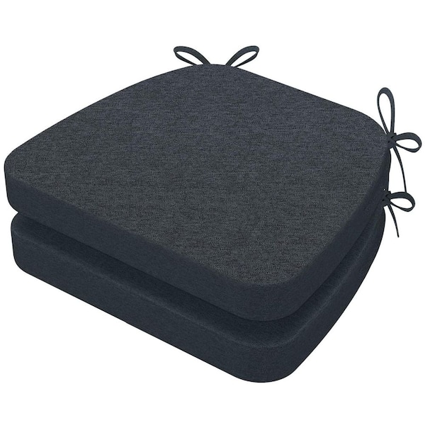 AAAAAcessories 16 in. x 17 in. Trapezoid Indoor Seat Cushion Dining Chair Cushion in Dark Gray (2-Pack)