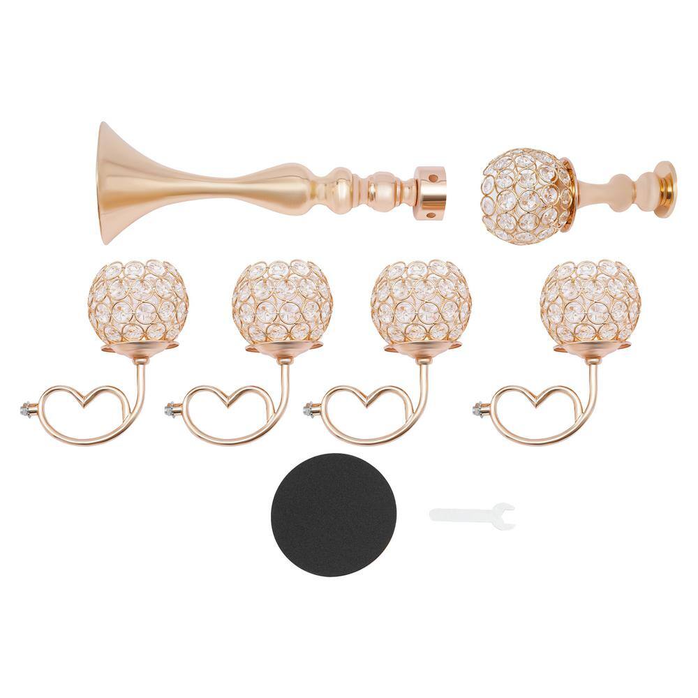 Gold Crystal 5-Arm Tabletop Candelabra Set