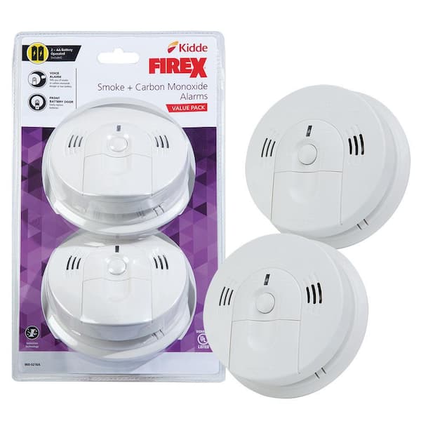 Kidde Firex Battery Operated Combination Smoke and Carbon Monoxide Detector with Ionization Sensor and Voice Alarm (2-Pack)
