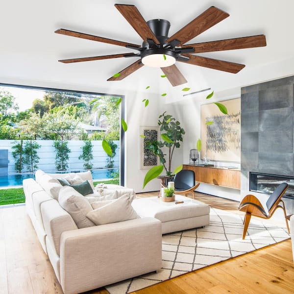 52 in. Indoor/Outdoor Flush Mount Brown Ceiling Fan with Integrated Dimmable LED Light and Remote/APP Control