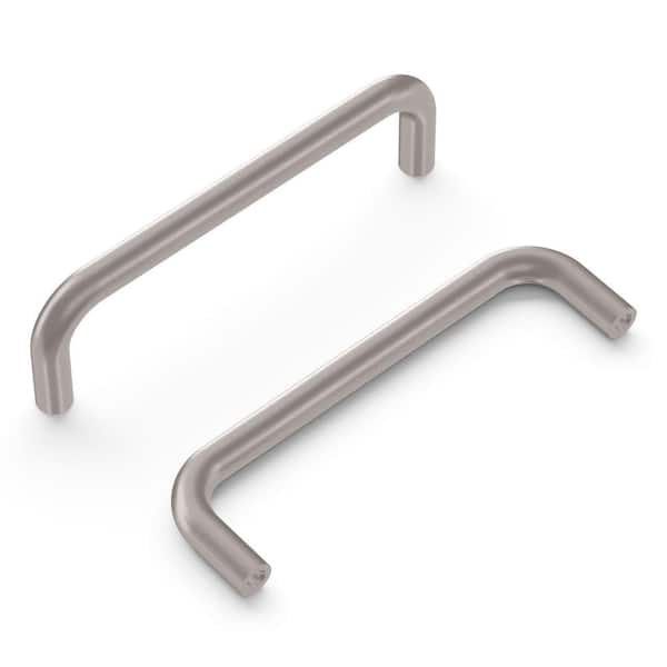 HICKORY HARDWARE Wire Pulls Collection Pull 3-3/4 in. (96mm) Center to Center Satin Nickel Finish Modern Steel Bar Pull (10 Pack )