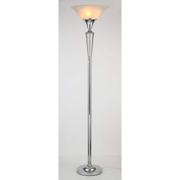 ARTIVA Crystal Suite Collection 70 in. 3-Light Modern Chrome LED Crystal Torchiere Floor Lamp with Dimmer