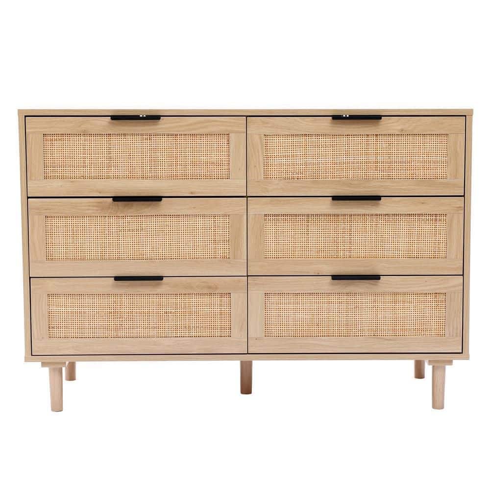 Luxen Home 6Drawer Light Oak Dresser 29.5 in. x 43.3 in. x 15.7 in