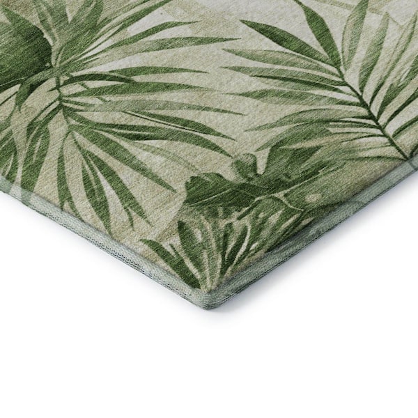 Mayfield Premium Machine Washable Abstract AMF1886 Aloe 5 ft. x 7 ft. 6 in. Area Rug