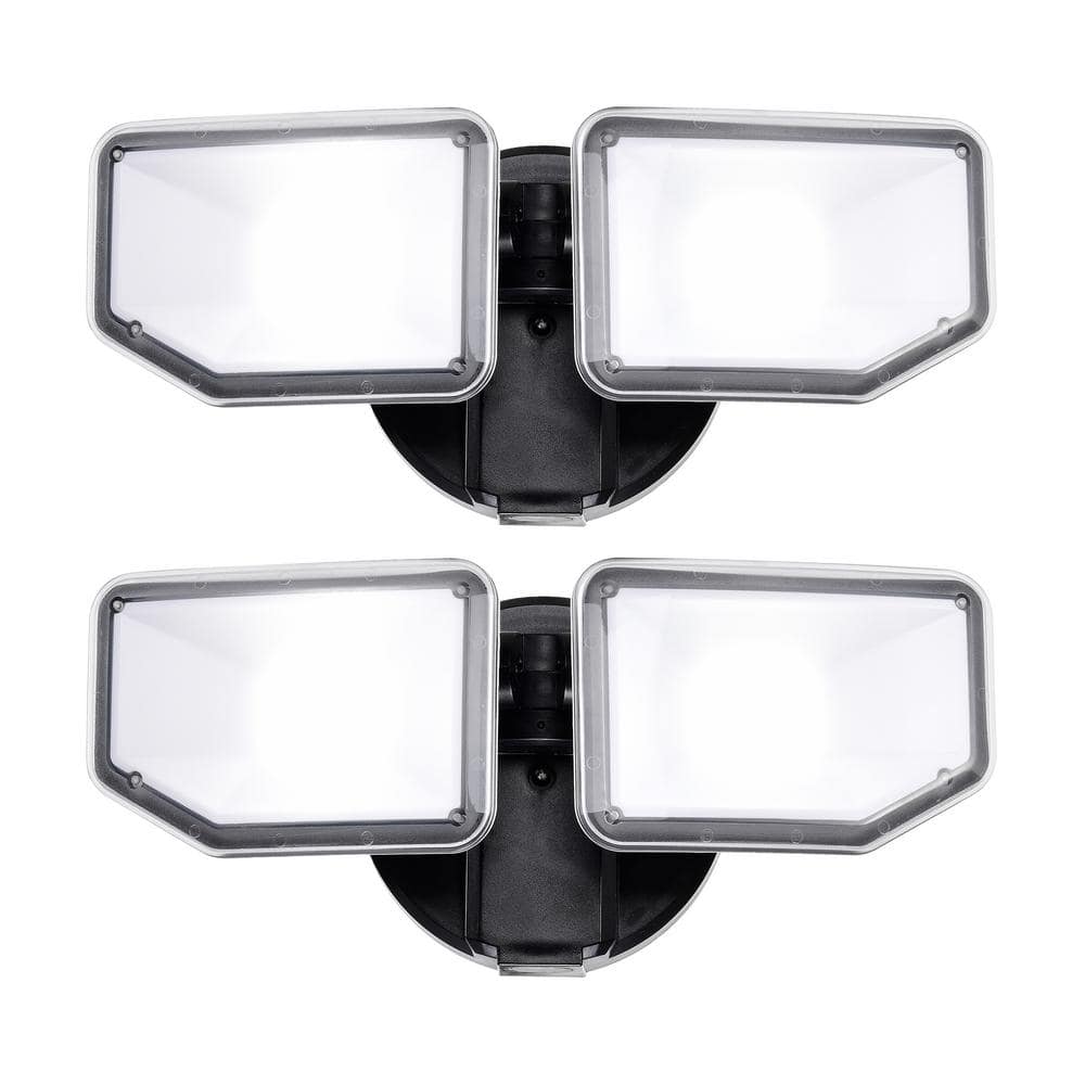 Black 30W 5000K Daylight 2700 Lumen Outdoor 2 Head Integrated LED Security Flood Light 2-Pack price history on PriceWatchPro