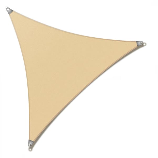 18' x 18' x 18' Triangle Super Ring Sun Shade Sail 260 GSM Heavy Duty - Beige