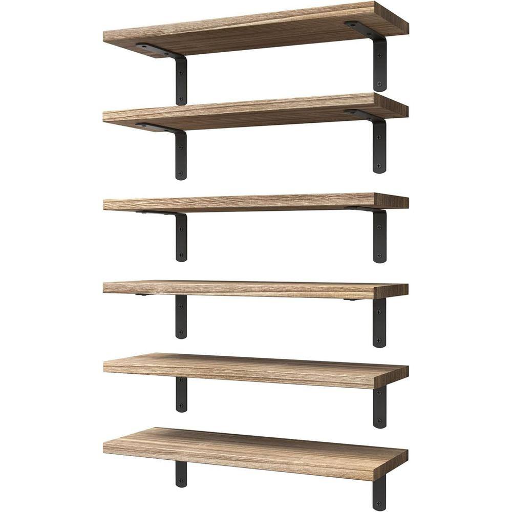 16.5 in. W x 6 in. D Rustic Brown Wood Floating Shelves Decorative Wall She