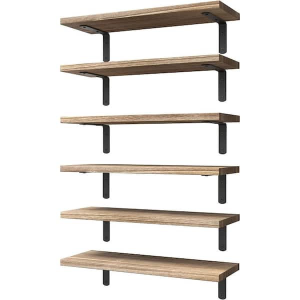 Unbranded 16.5 in. W x 6 in. D Rustic Brown Wood Floating Shelves Decorative Wall Shelf